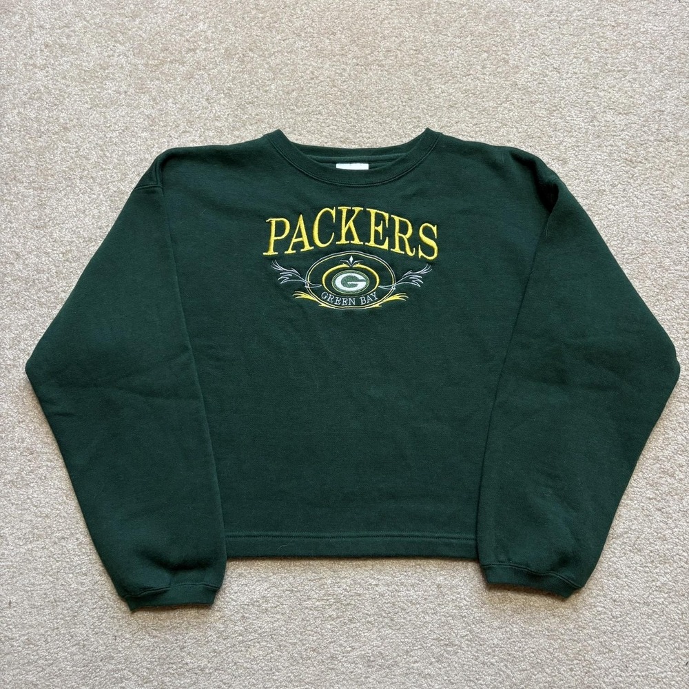 Vtg Green Bay Packers Sweatshirt Women's Large Green NFL Football Cadre Athletic